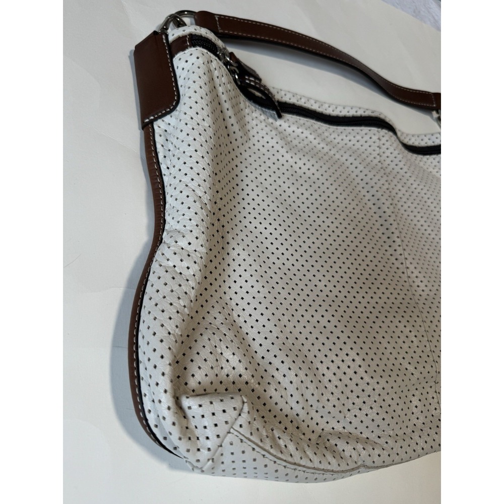 Sazaby Women's Shoulder Bag Cream / Brown Leather With Dust Bag - Picture 3 of 9